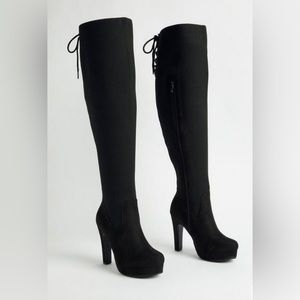Over The Knee Stretch Platform Boot (Wide Calf)